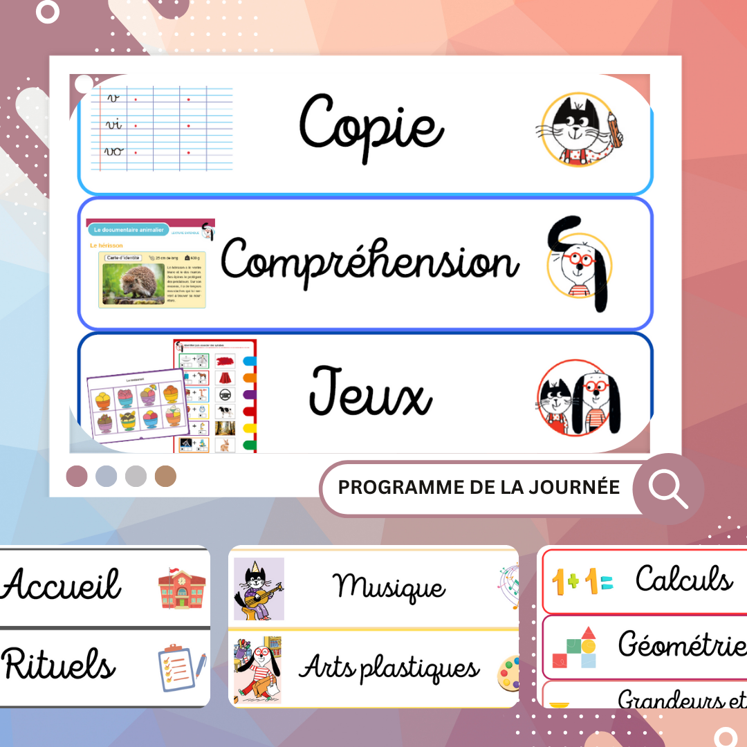 Etiquettes Du Programme Du Jour Chat D cole