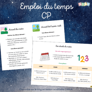 Emploi du temps CP 2024-2025 – Chat d'école