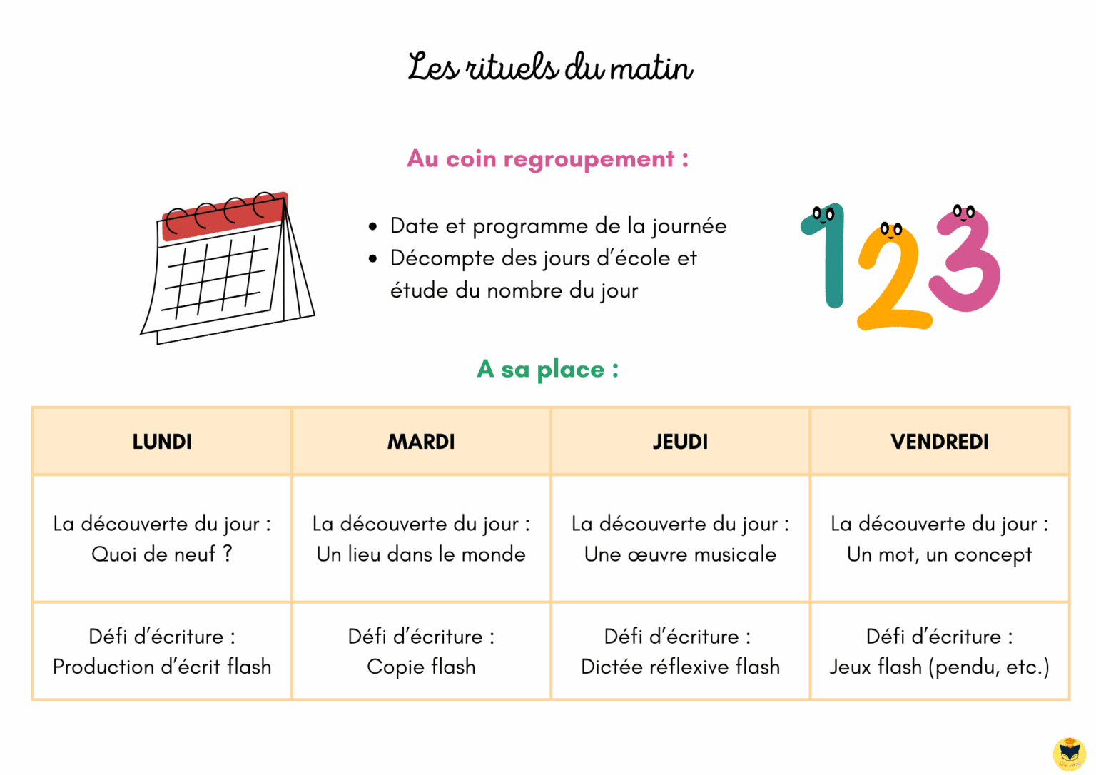 Emploi du temps CP 2025 – 2026 – Chat d'école