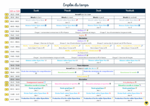 Un exemple d’emploi du temps au CE1 et au CE2 – Chat d'école